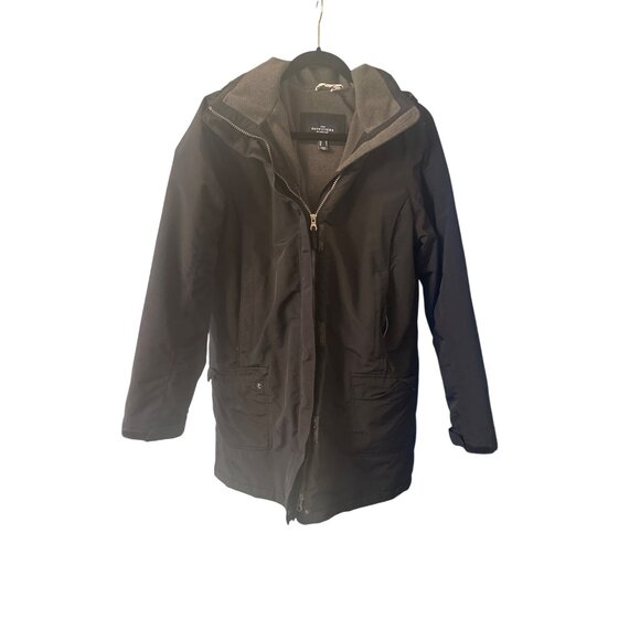 Lands End The Outfitters Black Long Hooded Coat M - Picture 1 of 5